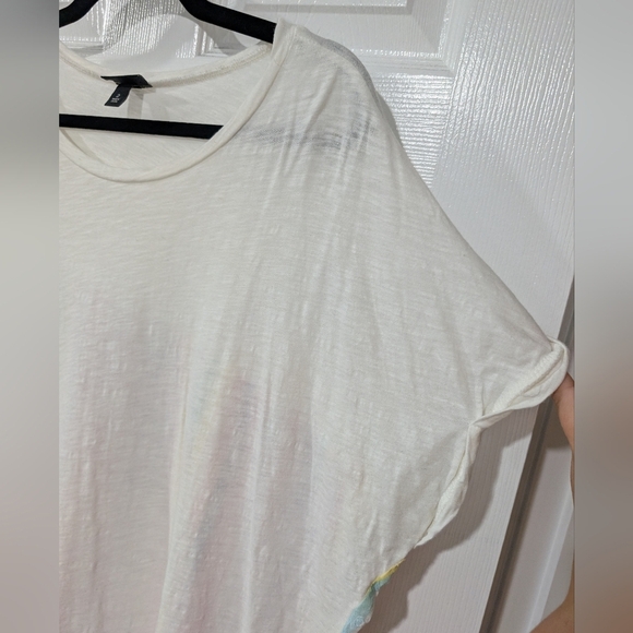 Torrid White Cotton Modal Slub + Clip Dot Print Fabric Mixed Dolman Tee Size 2 - Picture 5 of 10